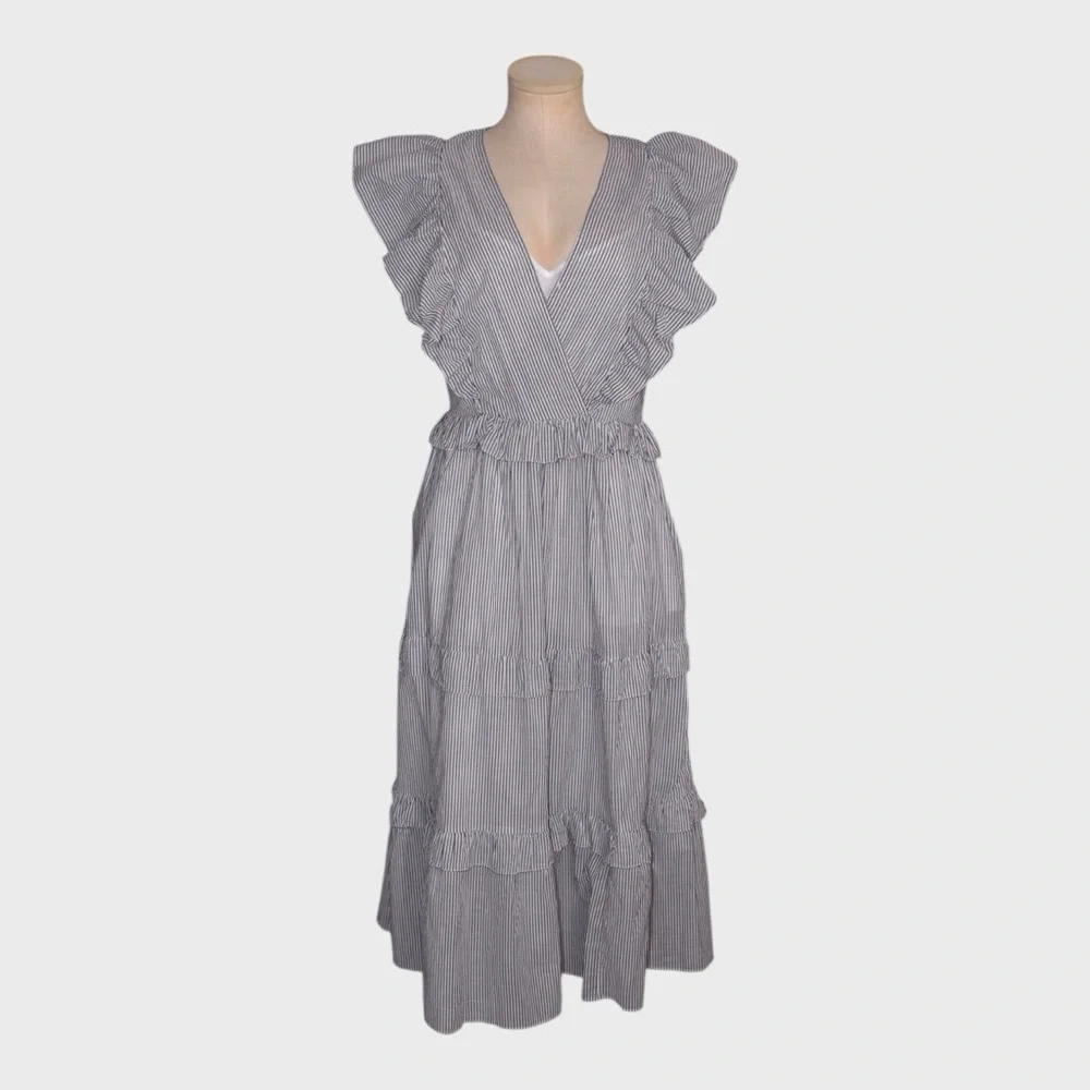 J Crew Ruffle Sleeve Cotton Voile Midi Dress